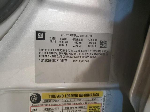 1G1ZC5E00CF190476 - 2012 CHEVROLET MALIBU 1LT SILVER photo 12