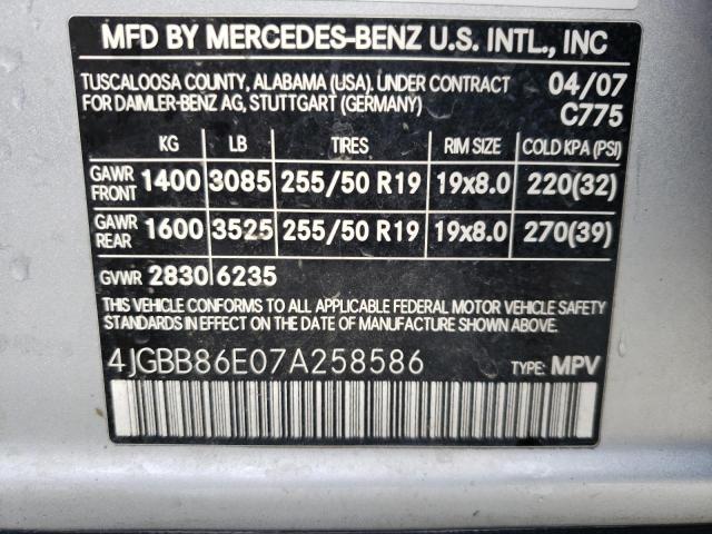 4JGBB86E07A258586 - 2007 MERCEDES-BENZ ML 350 SILVER photo 13