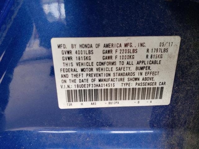 19UDE2F33HA014515 - 2017 ACURA ILX BASE WATCH PLUS BLUE photo 13