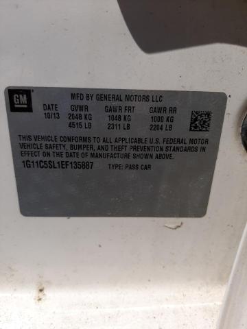 1G11C5SL1EF135887 - 2014 CHEVROLET MALIBU 1LT 白色 照片 12