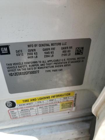 1G1ZC5E02CF300377 - 2012 CHEVROLET MALIBU 1LT 白色 照片 12