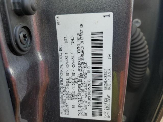 5TFUW5F18GX529033 - 2016 TOYOTA TUNDRA DOUBLE CAB SR/SR5 GRAY photo 12