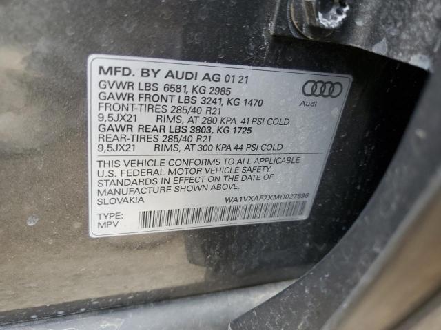 WA1VXAF7XMD027596 - 2021 AUDI Q7 PRESTIGE GRAY photo 13