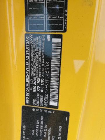 WDBKK47F9YF145338 - 2000 MERCEDES-BENZ SLK 230 KOMPRESSOR YELLOW photo 12