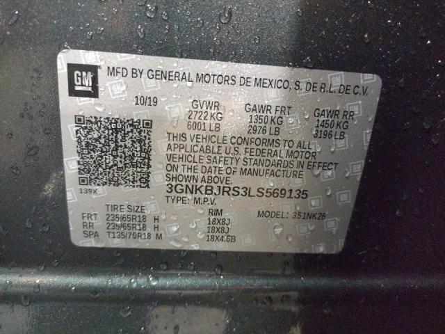 3GNKBJRS3LS569135 - 2020 CHEVROLET BLAZER 3LT GRAY photo 13