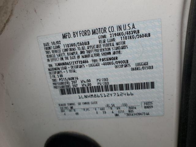 1LNHM86S12Y712466 - 2002 LINCOLN LS 白色 照片 12