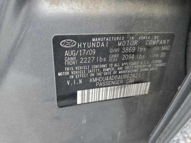 KMHDU4AD8AU862421 - 2010 HYUNDAI ELANTRA BLUE GRAY photo 12