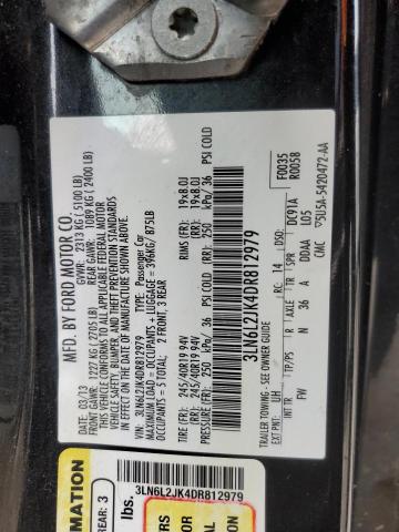 3LN6L2JK4DR812979 - 2013 LINCOLN MKZ BLACK photo 12