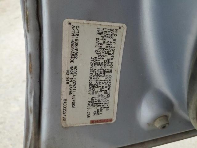 JT2VV21E9K0063607 - 1989 TOYOTA CAMRY DLX BLUE photo 12