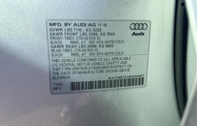 WA1VMAFE2BD004687 - 2011 AUDI Q7 PRESTIGE SILVER photo 10