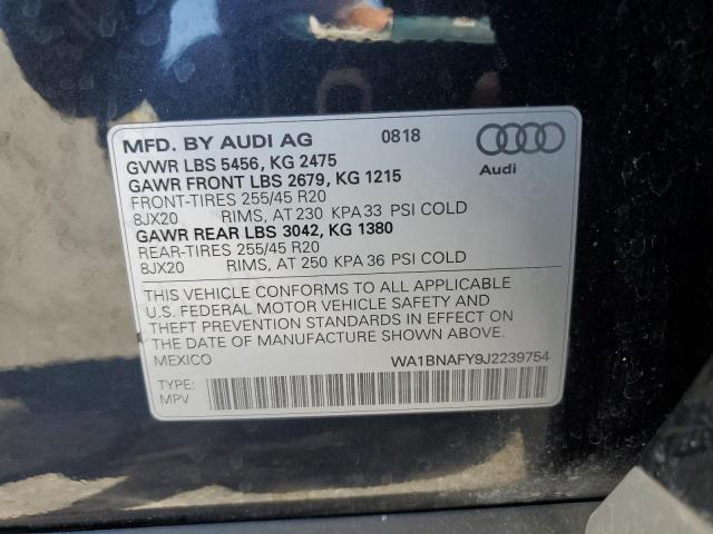 WA1BNAFY9J2239754 - 2018 AUDI Q5 PREMIUM PLUS BLUE photo 13