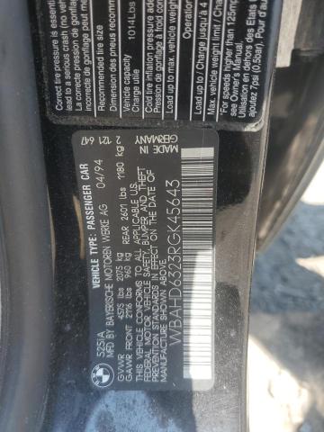 WBAHD6323RGK45643 - 1994 BMW 525 I AUTOMATIC Սև լուսանկար 12