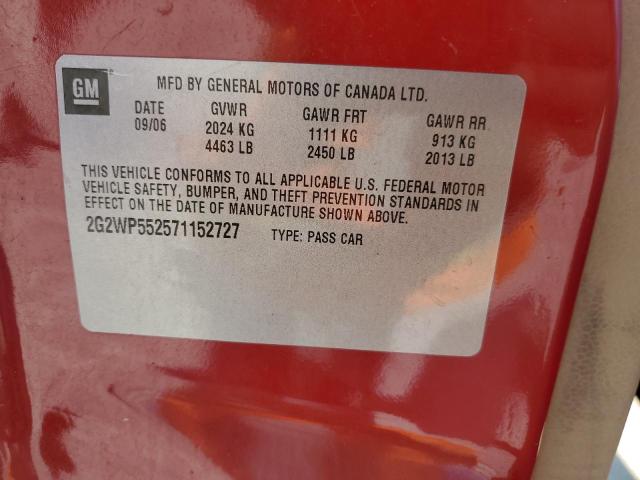 2G2WP552571152727 - 2007 PONTIAC GRAND PRIX 栗色 照片 12