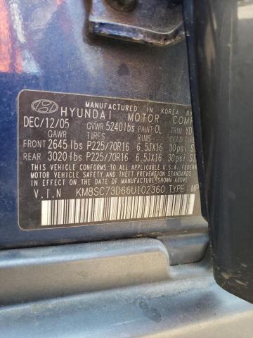 KM8SC73D66U102360 - 2006 HYUNDAI SANTA FE GLS BLUE photo 12