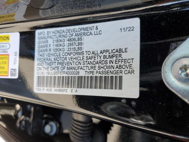 19UUB5F57PA000028 - 2023 ACURA TLX TECH A BLACK photo 13