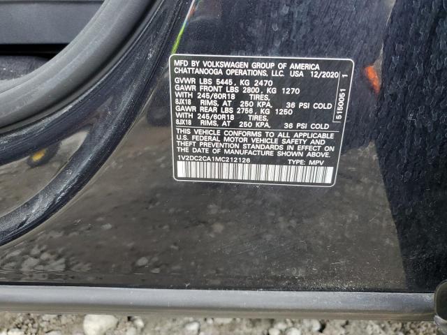 1V2DC2CA1MC212126 - 2021 VOLKSWAGEN ATLAS CROS SE Черный фото 13