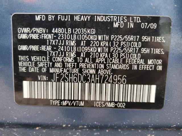 JF2SH6DC3AH724956 - 2010 SUBARU FORESTER 2.5X LIMITED BLUE photo 13