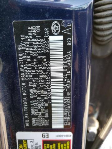 2T1KU4EE6AC374953 - 2010 TOYOTA MATRIX 蓝色 照片 12