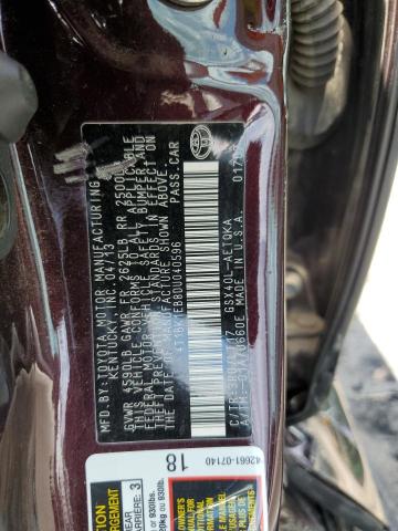 4T1BK1EB8DU040596 - 2013 TOYOTA AVALON BASE PURPLE photo 12