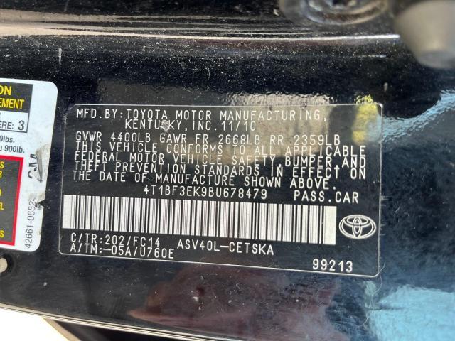 4T1BF3EK9BU678479 - 2011 TOYOTA CAMRY BASE BLACK photo 10