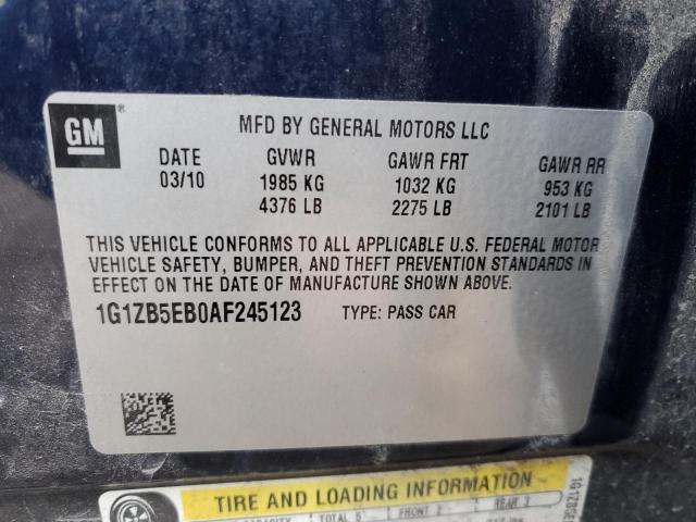 1G1ZB5EB0AF245123 - 2010 CHEVROLET MALIBU LS أزرق صورة 13