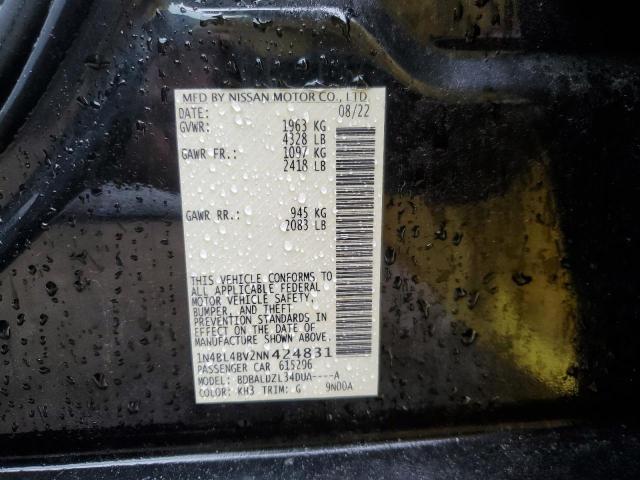 1N4BL4BV2NN424831 - 2022 NISSAN ALTIMA S BLACK photo 12