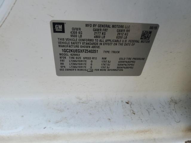 1GC2KUEGXFZ540251 - 2015 CHEVROLET SILVERADO K2500 HEAVY DUTY WHITE photo 12