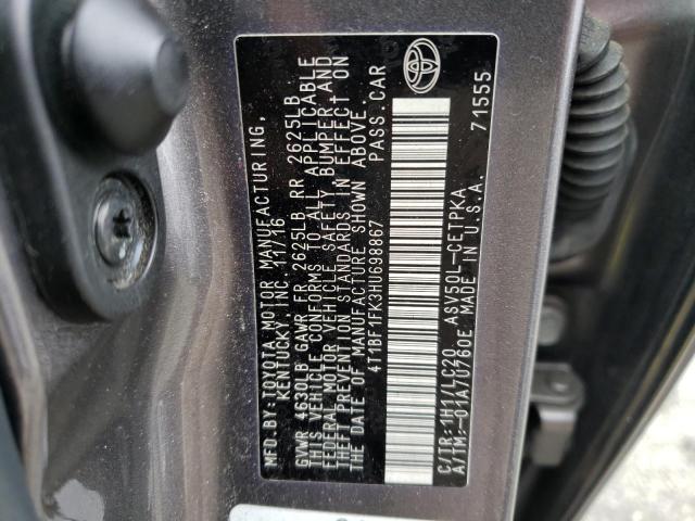 4T1BF1FK3HU698867 - 2017 TOYOTA CAMRY XSE LE GRAY photo 12