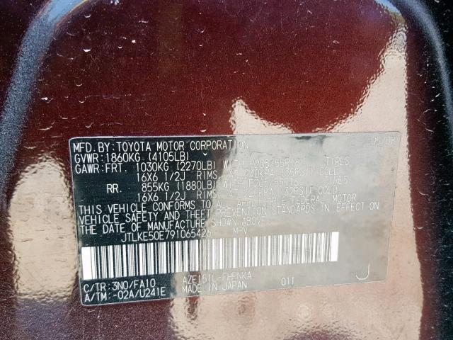 JTLKE50E791065426 - 2009 TOYOTA SCION XB  Foto 10