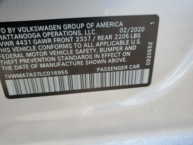 1VWMA7A37LC016955 - 2020 VOLKSWAGEN PASSAT R-LINE Gümüş foto 12