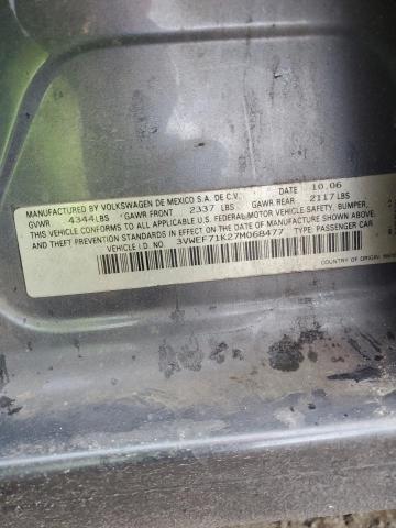 3VWEF71K27M068477 - 2007 VOLKSWAGEN JETTA WOLFSBURG 灰色 照片 12