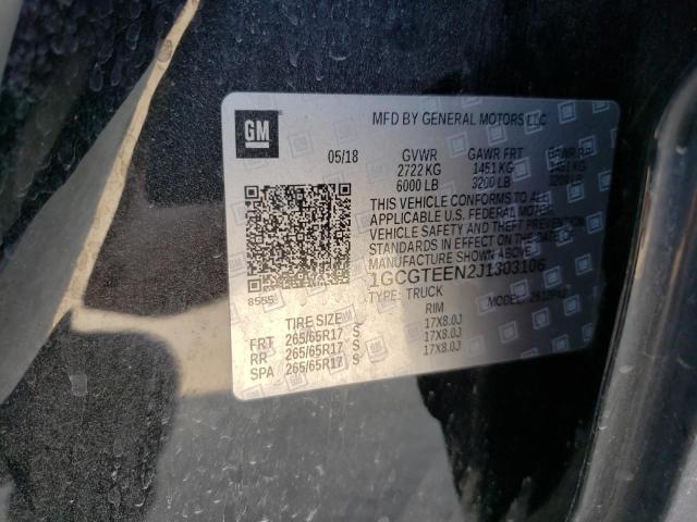 1GCGTEEN2J1303106 - 2018 CHEVROLET COLORADO ZR2 BLACK photo 12