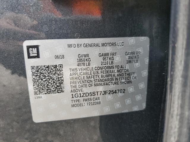 1G1ZD5ST7JF254702 - 2018 CHEVROLET MALIBU LT GRAY photo 12