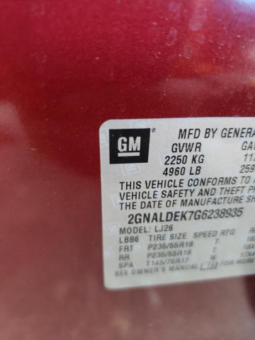 2GNALDEK7G6238935 - 2016 CHEVROLET EQUINOX LTZ BURGUNDY photo 13