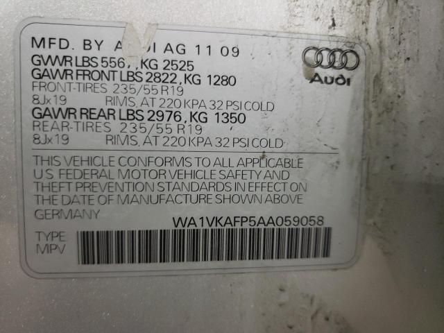 WA1VKAFP5AA059058 - 2010 AUDI Q5 PRESTIGE SILVER photo 13