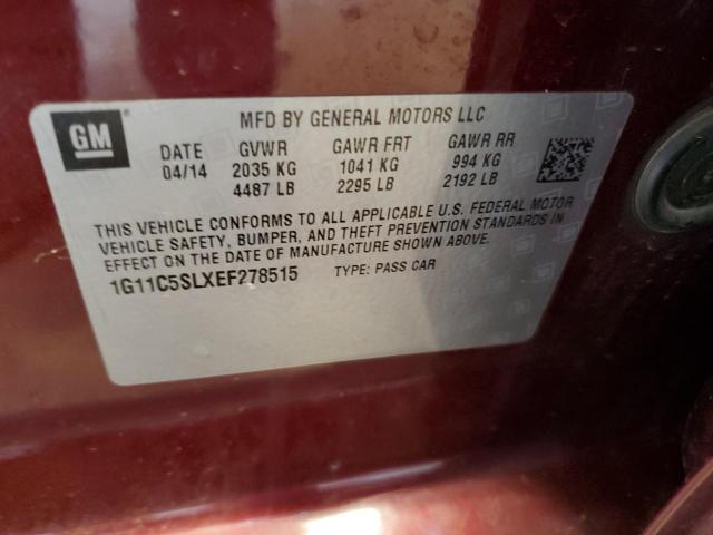 1G11C5SLXEF278515 - 2014 CHEVROLET MALIBU 1LT BURGUNDY photo 12