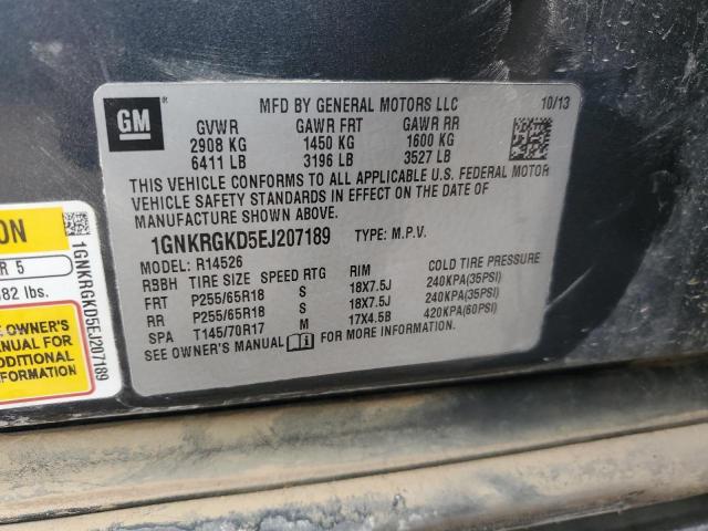 1GNKRGKD5EJ207189 - 2014 CHEVROLET TRAVERSE LT GRAY photo 13