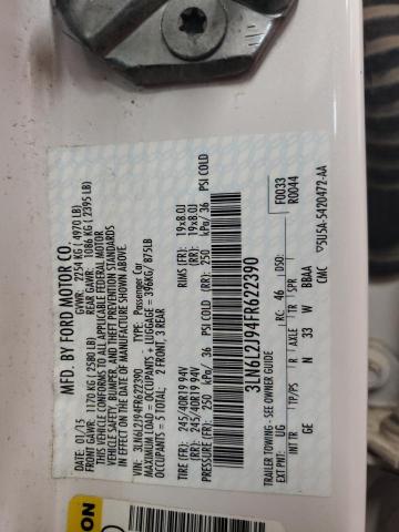 3LN6L2J94FR622390 - 2015 LINCOLN MKZ WHITE photo 12