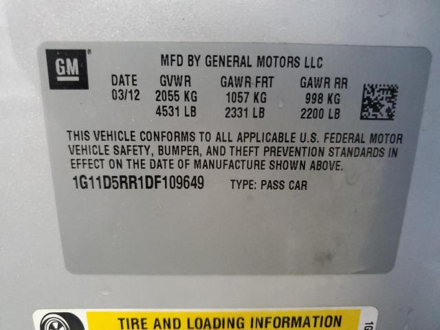 1G11D5RR1DF109649 - 2013 CHEVROLET MALIBU 1LT SILVER photo 13