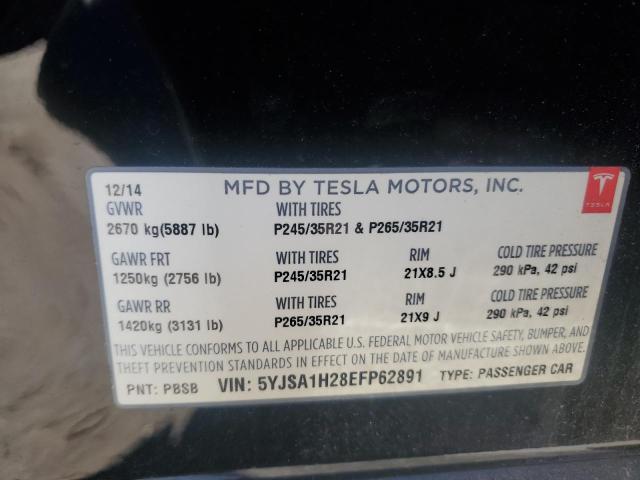 5YJSA1H28EFP62891 - 2014 TESLA MODEL S BLACK photo 12