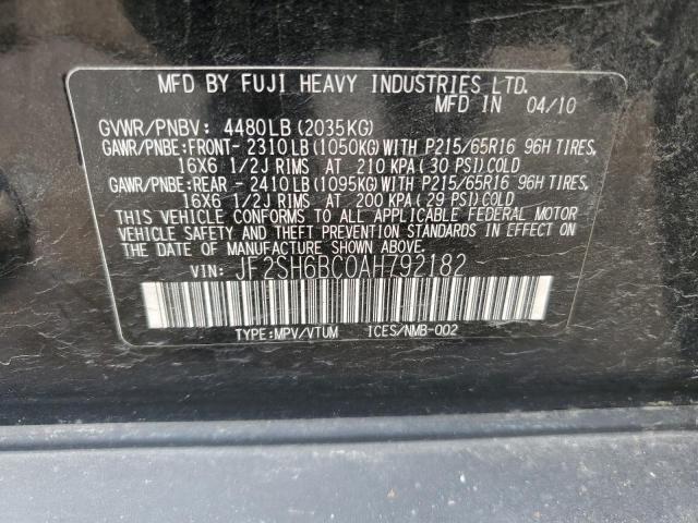 JF2SH6BC0AH792182 - 2010 SUBARU FORESTER XS Schwarz Foto 13