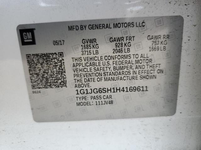 1G1JG6SH1H4169611 - 2017 CHEVROLET SONIC WHITE photo 12