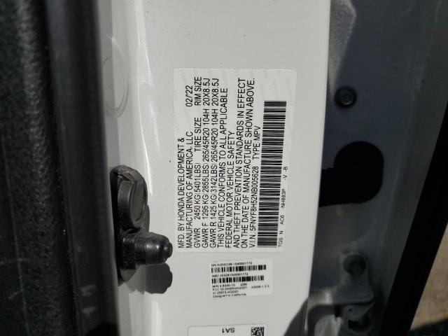 5FNYF8H52NB005628 - 2022 HONDA PASSPORT EXL WHITE photo 13