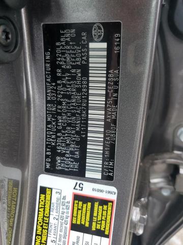 4T1T11BK7RU128980 - 2024 TOYOTA CAMRY SE NIGHT SHADE GRAY photo 12