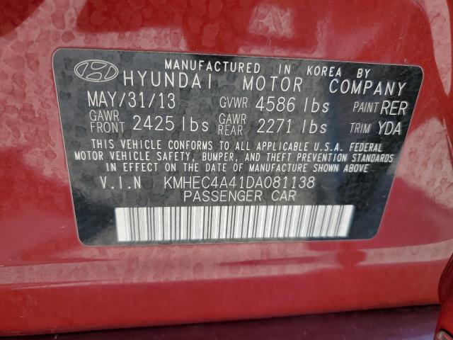 KMHEC4A41DA081138 - 2013 HYUNDAI SONATA HYBRID RED photo 12