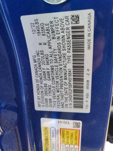 2HGFE2F56PH516641 - 2023 HONDA CIVIC SPORT 蓝色 照片 12