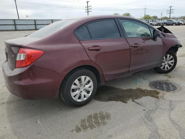 19XFB2F52CE368274 - 2012 HONDA CIVIC LX BURGUNDY photo 3