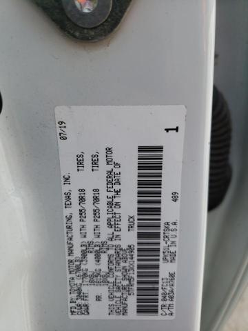 5TFRM5F13KX144905 - 2019 TOYOTA TUNDRA DOUBLE CAB SR/SR5 WHITE photo 12