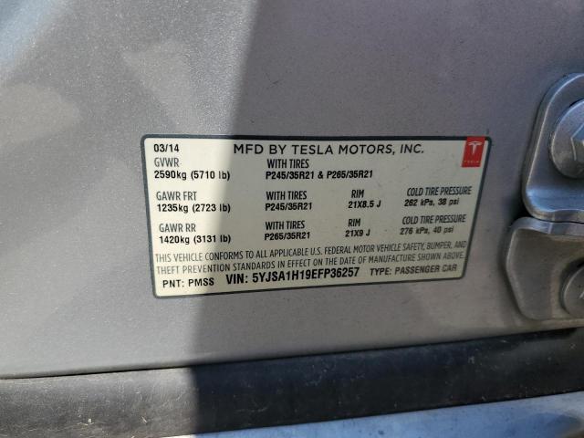 5YJSA1H19EFP36257 - 2014 TESLA MODEL S Gümüş foto 12