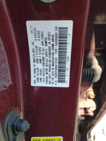 1HGCR2F89DA178762 - 2013 HONDA ACCORD EXL BURGUNDY photo 12